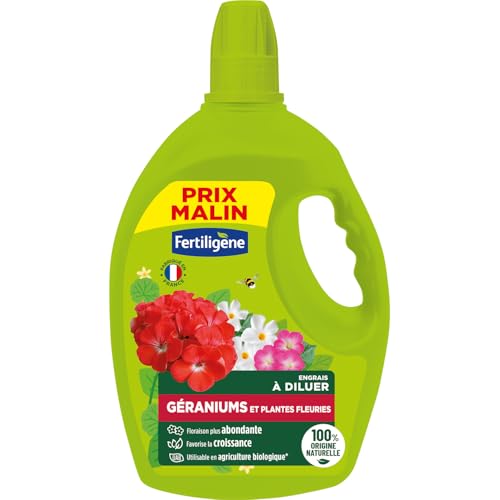 Fertiligene Engrais Liquide pour Géraniums et Plantes Fleuries, 2,5 L, 100% Origine Naturelle
