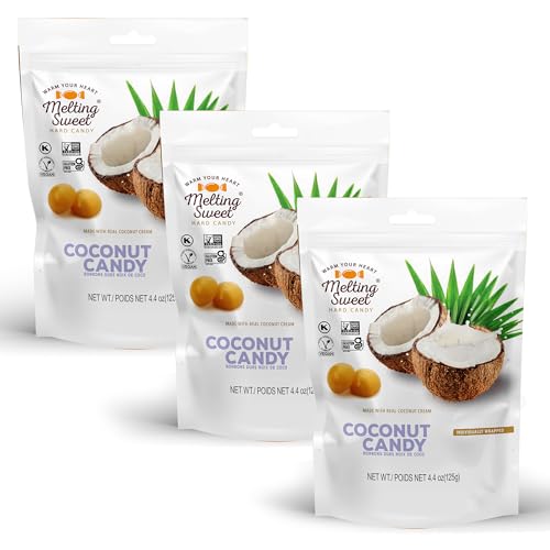 Melting Sweet Premium Individually Wrapped Hard Candy (Coconut, 4.4oz, Pack of 3)