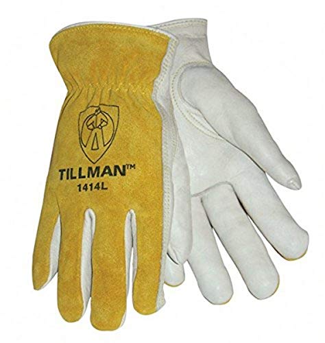 Tillman-1414M-1414-Unlined-Cowhide-Leather-Drivers-Glove-Cowhide-Leather-Medium-WhiteYellow-Pack-of-12 Tillman 1414M 1414 Unlined Cowhide Leather Drivers Glove, Cowhide Leather, Medium, White/Yellow (Pack of 12) - Image 1