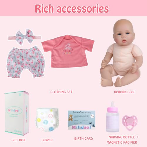 Image of Milidool Realistic Reborn Baby Dolls Girl - Realistic Baby Dolls Girl Real Looking 18 inch Doll with Soft Poseable Body, Lifelike Newborn Baby Doll, Kids Gift for 3+ Years Old