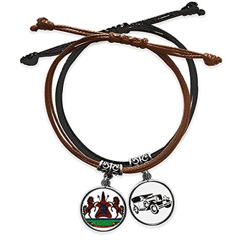 Bracelet chaîne de main Lesotho emblème national cadeau original en cuir