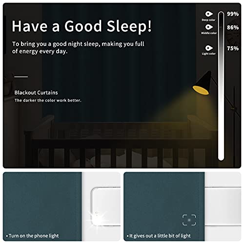 Image of Easy-Going Blackout Curtains for Bedroom, Solid Thermal Insulated Grommet and Noise Reduction Window Drapes, Room Darkening Curtains for Living Room, 2 Panels(42x84 in, Bluestone)