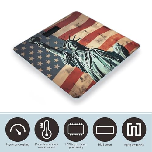 Báscula digital de baño con diseño Estatua de la Libertad y bandera Americana miniatura 3