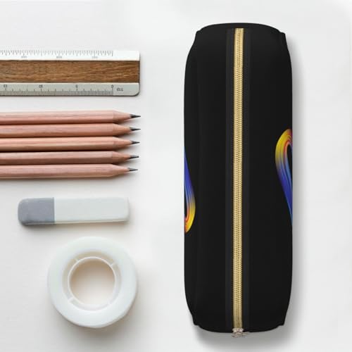 Image of Cute Initial Pencil Case for Kids Simple Leather Pencil Pouch for Boys Girls Letter Design Pencil Box Pen Bag Pencil Pouch Office Stationery Organizer, Rainbow Letter G
