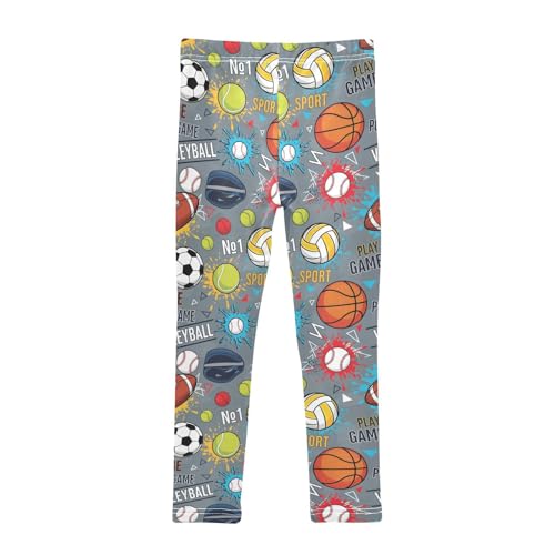 Girls Leggings Size 4T Football Soccer Ball Gray Yoga Stretchy Pants Comfortable Girl Clothes for School Dance2