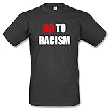  No to Racism T-Shirt Blau Schwarz Gelb (S, Schwarz)
