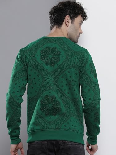 Image of The Indian Garage Co Men Regular Fit Floral Crew Neck Overhead Sweatshirt