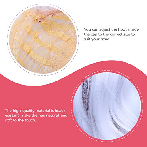 FRCOLOR Perucas Longas Onduladas Encaracoladas Femininas Peruca Dianteira de Renda Branca Ondulada F