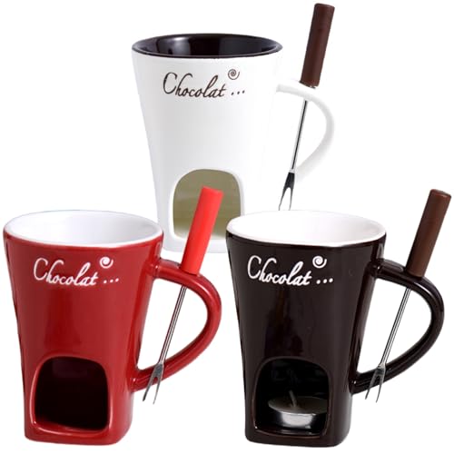 Fondue de chocolate de cerámica resistente al calor con tres piezas 8