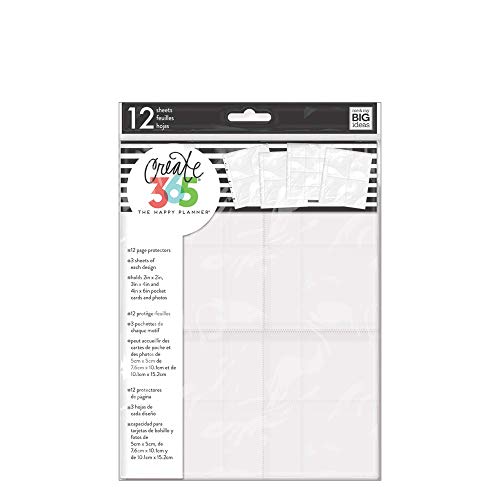 me & my BIG ideas Page Protectors - The Happy Planner Scrapbooking Supplies - 12 Pre-Punched Sheets - 4 Unique Layouts - Make It Easy To Include Photos & Pocket Cards in Your Planner - Classic Size