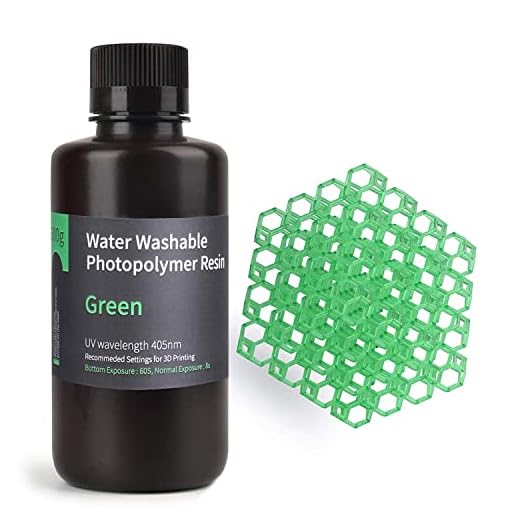 ELEGOO Stampante 3D lavabile in acqua Resina rapida LCD Resina fotopolimerizzante UV 405nm Resina fotopolimerica standard per stampa 3D LCD 500Gram Verde