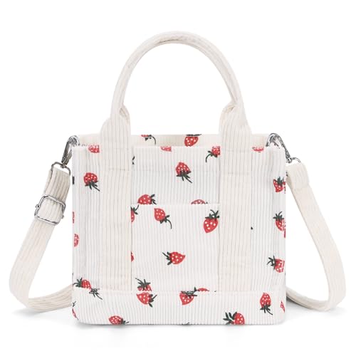 Image of Corduroy Tote Bag Small Satchel Bag for Women Crossbody Bag Purse with Zipper Casual Hobo Handbag