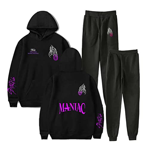 Flyself Kpop Stray Kids Title Song Maniac Homme Ensemble De Survêtement Sweat Shirt à Capuche + Jogging Décontracté Damen Deux Pièces Sweat À Capuche et Pantalon Jogging Sport Casual Cover