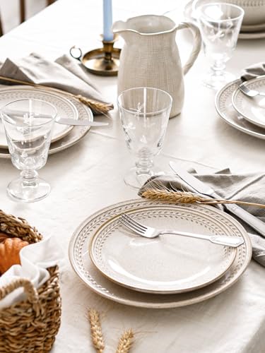 LE TAUCI Dinnerware Sets for 4, 12 Piece Ceramic Dish Set with Plates and Bowls | Oven/Dishwasher/Microwave Safe | Ideal for Housewarming | Reactive Beige (10" Plate+8" Dish+27oz Bowl) - Image 7