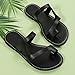 Black Sandals Women Flat, Women's Fashion Slippers Peep-Toe Summer Casual Clip Toe Beach Sandals Lace-Up Comfortable Cute Sandals