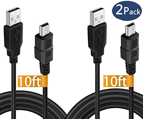 2 Pack 10ft PS3 Controller Charging Cable, USB 2.0 Type A to Mini