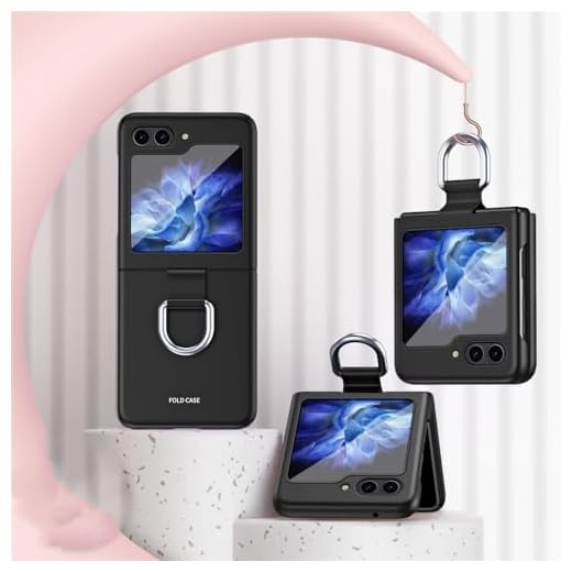 Capa de telefone com cobertura de anel para Samsung Galaxy Z Flip 5 Flip5 ZFlip5 Capa protetora de prevenção de queda à prova de choque, preta, para Galaxy Z Flip5