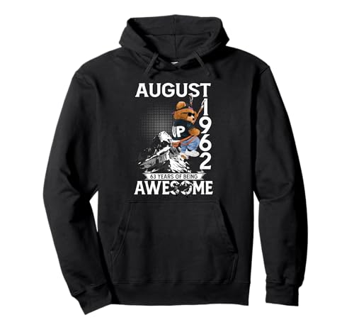 63rd Birthday Bear Legends August 1962 63 Years Old For Men Sudadera con Capucha