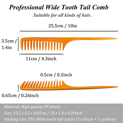 2Packs Wide Tooth Comb Rat Tail Combs For Wet Curly Hair, Premium Detangling Hair Brush Shower Comb, Anti Static Heat Resistant Teasing Combs Styling Comb Set For Women Men, Fit For All Kinds Of Hair #TOP1