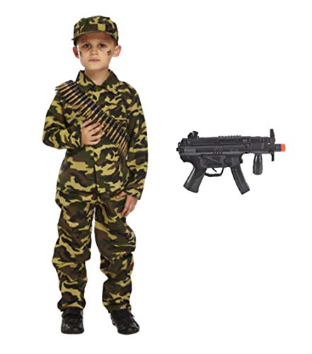 Forever Young Boys Kids Ejército Soldado Disfraz Disfraz de Halloween con Pistola 9-11 años