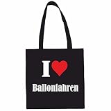 Tasche I Love Ballonfahren Größe 38x42 Farbe Schwarz Druck Weiss