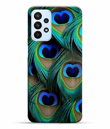 Image of Printed Hard Back Case Cover & Compatible for Samsung Galaxy A23 LTE | A23 5G | Samsung A23 5G | Peacock Feather (Multicolor) - D1184