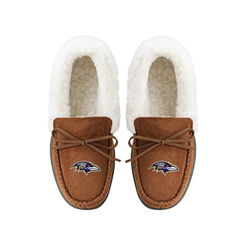 Image of FOCO Womens NFL Team Logo Tan Moccasin Slippers