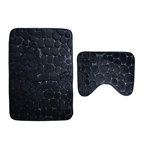 REJOON Badematten für Badezimmer geprägtes Badezimmer Badematten Set Toilettenteppich Teppich Flanell rutschfeste WC… – Bild 6