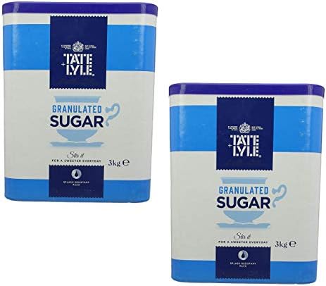 Tate & Lyle's Fairtrade Granulated Pure Cane Sugar Drum with Handle 3 kg - 2 Pack