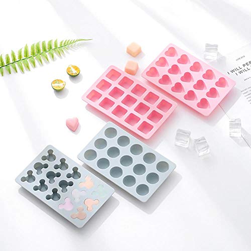 Molde de silicona para cubos de hielo rosa con tapa miniatura 3