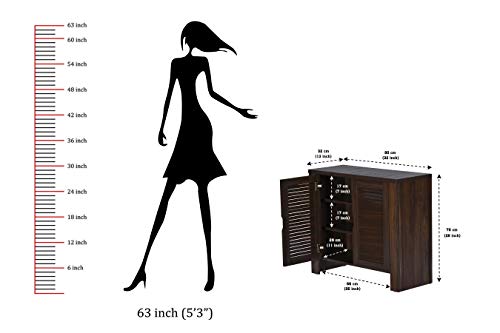 Image of DeckUp Giona 2-Door Engineered Wood Shoe Rack (Walnut, Matte Finish)