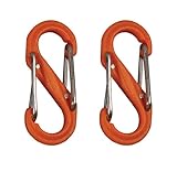 Nite Ize SBP0-2PK-19 S-Biner Plastic Size-0 Double Gated Carabiner, Orange, 2-Pack