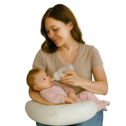 Image of Sacred Thread Feeding Comfort Pillow for Moms – Premium Memory Foam with Removable Rayon Made from Bamboo Cover – Comfort Support for Mom – Washable Feeding Pillow
