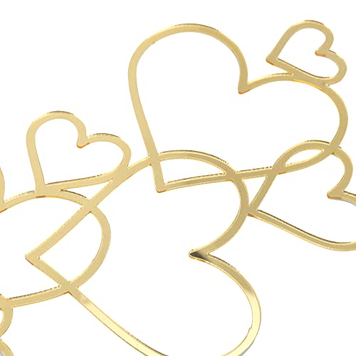 Hevstil 10Pcs Gold And Silver Heart Cake Toppers Hollow Heart Cupcake Toppers Colorful Cake Decoration For Birthday Party Christmas Wedding Anniversary Cake Decor #TOP4