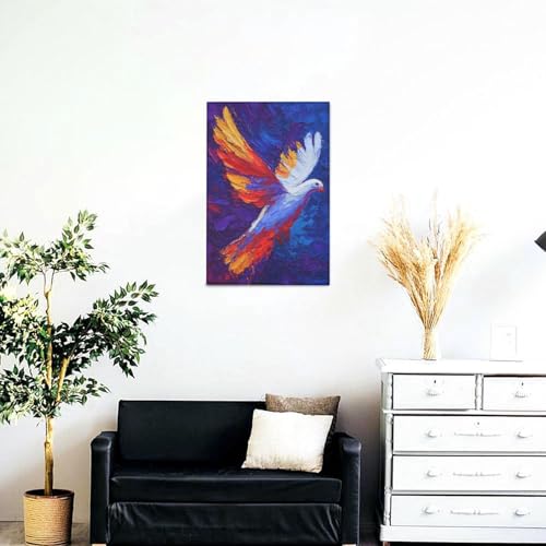 Cuadro de paloma blanca decorativo enmarcado de 30x45 cm para pared de sala de estar 5