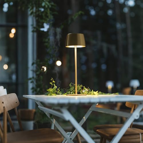 Rechargeable Cordless Table Lamp - 5000mAh Battery IP54 USB-C LED Touch Dimming for Dining/Patio/Camping/Bedside Portable Indoor Outdoor Lighting (2 Pack Gold)