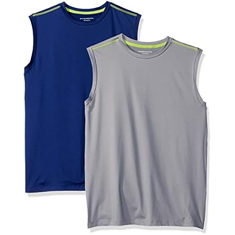 Amazon Essentials Jungen Active-Funktions-Tanktops, Muscle-Form, 2er-Pack, Marineblau/Grau, 10 Jahre Cover