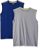 Amazon Essentials Kids Boys Active Performance Muscle Tank Tops, 2-Pack Navy/Grey, Small