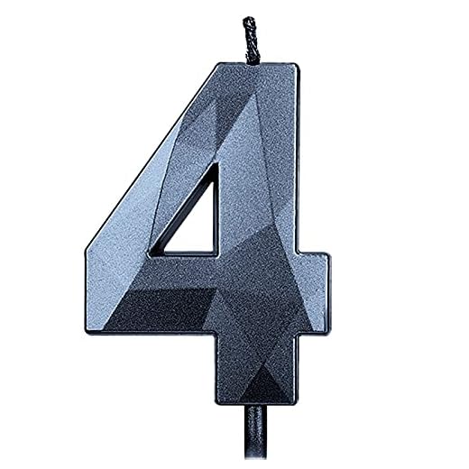 KINBOM 7cm Velas de Cumpleaños con Números Grandes, Forma de Diamante 3D Velas Cumpleaños Numeros Decoración para Tartas para Bodas Aniversarios Fiestas de Graduación Número 4(Negro)