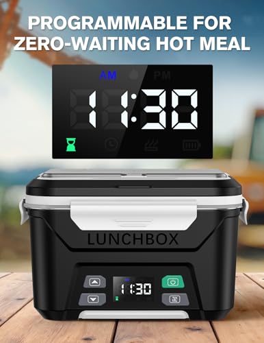 EAST OAK Cordless Electric Lunch Box for Adults, Heated Lunch Box Battery Powered with Automatic Heating, 5.5 Cups Portable Food Warmer with Removable Tray Divider — view 3