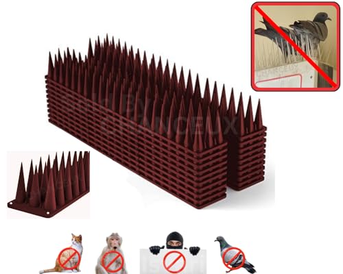 Image of CHANCEUX Anti Bird Plastic Spikes Brown (30 pcs Set) for AC Balconies Window Home Protection from Pigeon Dog Monkey Crow Kabootar -Area Covers 30 FT - kabutar Control Scare Repellent Balcony Railing