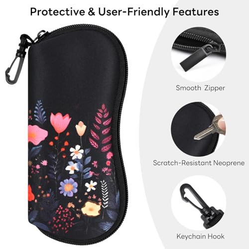 Image of Sunglasses Case with Belt Clip, Ultra Light Neoprene Zipper Soft Padded Glasses Case for Women Men