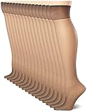 L'eggs Everyday Women's Knee-Highs, Sheer Toe Plus, 100% Nylon, Off Black, One Size (Pack of 16)