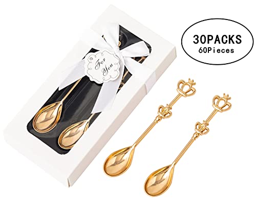 60Pieces(30 Packs) Crown Tea Spoons For Wedding Favors,Bridal Shower Or Baby Shower Favors, Dringk Spoon Gifts Or Souvenirs For Guests Bulk #TOP6