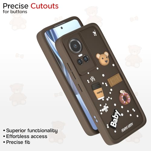 Image of Pikkme Back Cover for Oppo Reno 10 5G | Cute Fun Cartoon 3D Bear Silicone Full Body Protection Bumper Case (Brown)