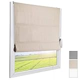 Sol Royal Raffrollo RA3 40x130 cm Stoffrollos für Fenster Natur Raffgardine ohne Bohren Stoffgardine mit Klemmträgern