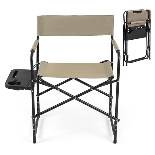 HOMASIS Chaise Metteur en Scène Pliable Portable, Chaise de Directeur Pliable, avec Plateau,...