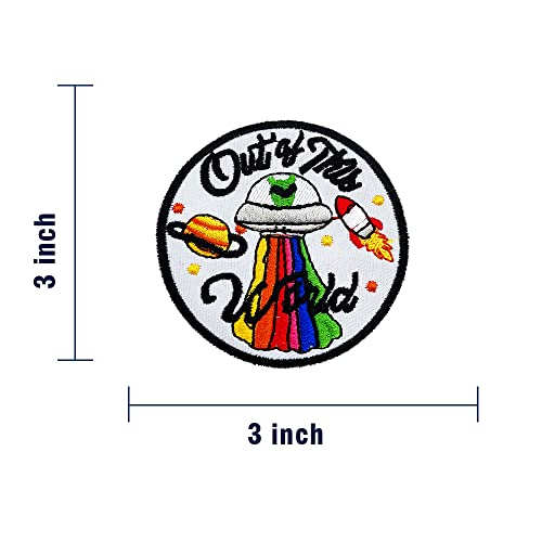Obokata Iron On Embroidered Patches, Et Inside A Ufo Launching Patch, Out Of This World" Badge Sew On Emblem Rainbow Smoke Applique Diy For Jackets, Clothes, Hats, Backbags, Pants & Jeans. #TOP5