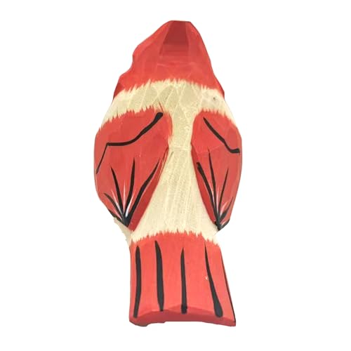 Figura de pájaro tallada en madera natural decorativa miniatura 4