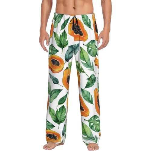 Papaya Palm Leaves Mens Pj Pants,Soft Men Lounge Pants,Mens Pajama Pants Bottoms,Sleep Pants For Men4